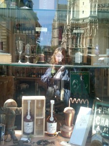 Reflections through a glass window in Troyes