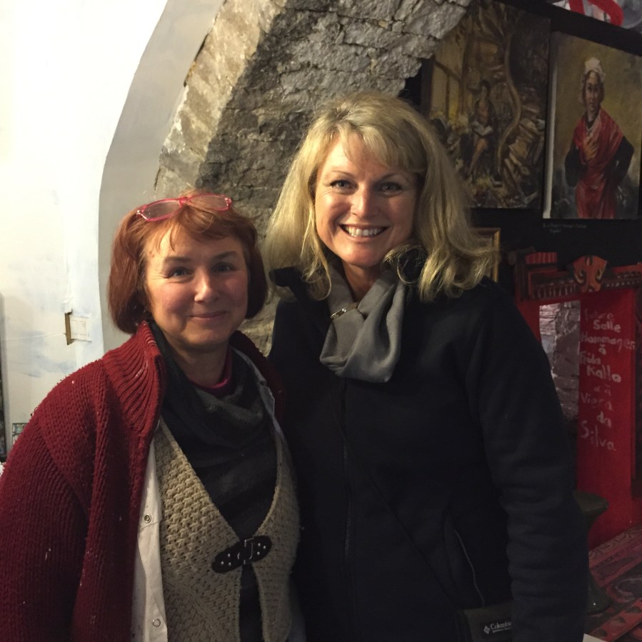 Artist Anne de Champagne with Renee Johnson 